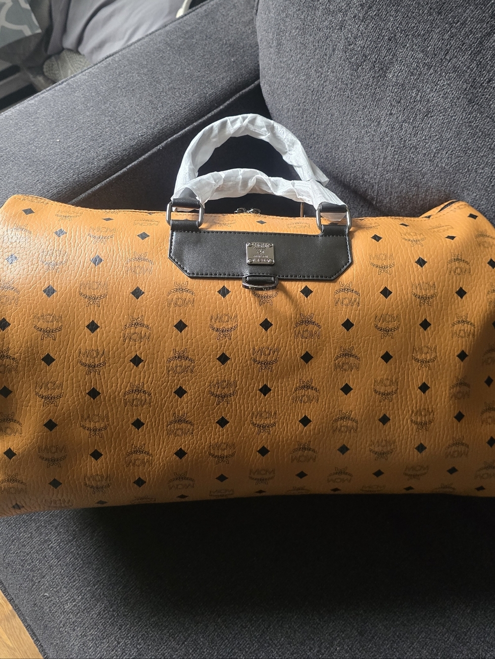 Cognac and Black Visetos Nomad Weekender 50 Duffel Bag